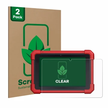 Parte frontal de un envase de producto con el logotipo de la marca ScreenLeaf. Al lado se muestra el dispositivo Launch MOT IV