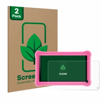Parte frontal de un envase de producto con el logotipo de la marca ScreenLeaf. Al lado se muestra el dispositivo Sannuo K708 7