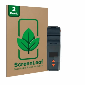 Parte frontal de un envase de producto con el logotipo de la marca ScreenLeaf. Al lado se muestra el dispositivo Storz & Bicke