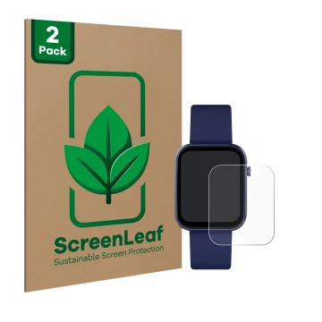 Parte frontal de un envase de producto con el logotipo de la marca ScreenLeaf. Al lado se muestra el dispositivo Reflex Active