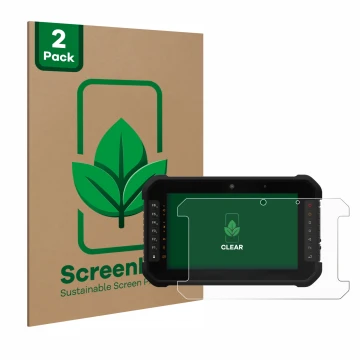 Parte frontal de un envase de producto con el logotipo de la marca ScreenLeaf. Al lado se muestra el dispositivo GeoMax Zenius