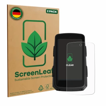 Parte frontal de un envase de producto con el logotipo de la marca ScreenLeaf. Al lado se muestra el dispositivo Hammerhead Ka