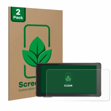 Parte frontal de un envase de producto con el logotipo de la marca ScreenLeaf. Al lado se muestra el dispositivo Interphone Sy