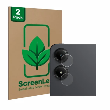 Parte frontal de un envase de producto con el logotipo de la marca ScreenLeaf. Al lado se muestra el dispositivo Xiaomi Redmi 