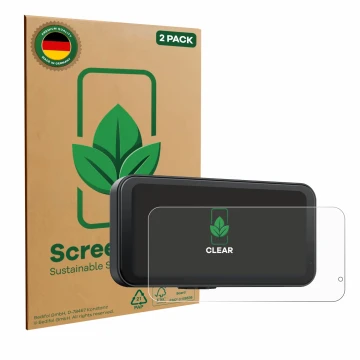 Parte frontal de un envase de producto con el logotipo de la marca ScreenLeaf. Al lado se muestra el dispositivo Volam JM5AMVL