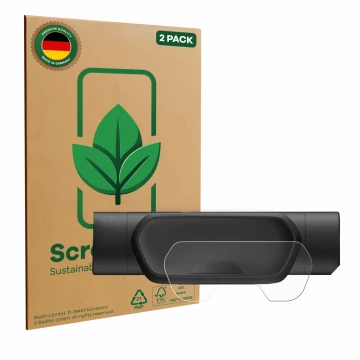 Parte frontal de un envase de producto con el logotipo de la marca ScreenLeaf. Al lado se muestra el dispositivo Segway Ninebo