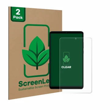 Parte frontal de un envase de producto con el logotipo de la marca ScreenLeaf. Al lado se muestra el dispositivo Xiaomi Redmi 
