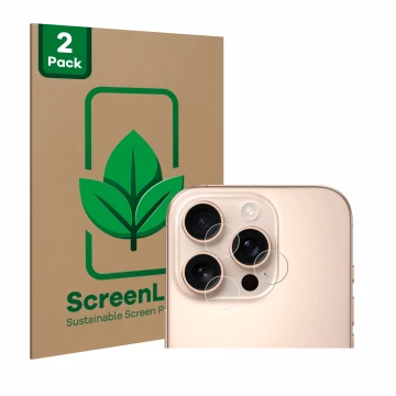 Parte frontal de un envase de producto con el logotipo de la marca ScreenLeaf. Al lado se muestra el dispositivo Apple iPhone 