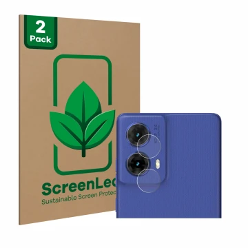 Parte frontal de un envase de producto con el logotipo de la marca ScreenLeaf. Al lado se muestra el dispositivo Motorola Moto
