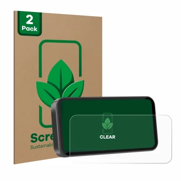 Parte frontal de un envase de producto con el logotipo de la marca ScreenLeaf. Al lado se muestra el dispositivo Carpuride W60
