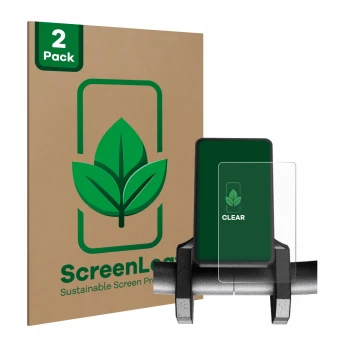 Parte frontal de un envase de producto con el logotipo de la marca ScreenLeaf. Al lado se muestra el dispositivo Joyor S8-S V1