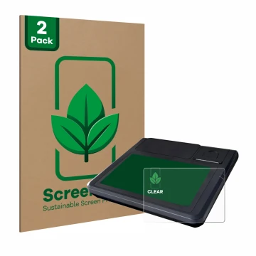 Parte frontal de un envase de producto con el logotipo de la marca ScreenLeaf. Al lado se muestra el dispositivo Techfive ECR 