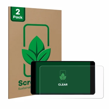Parte frontal de un envase de producto con el logotipo de la marca ScreenLeaf. Al lado se muestra el dispositivo Zontes 350E c