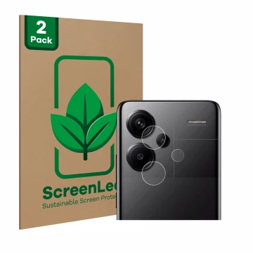 Parte frontal de un envase de producto con el logotipo de la marca ScreenLeaf. Al lado se muestra el dispositivo Xiaomi Redmi 