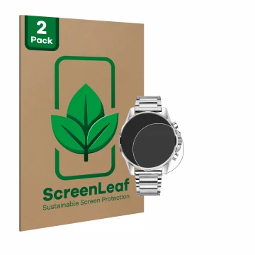 Parte frontal de un envase de producto con el logotipo de la marca ScreenLeaf. Al lado se muestra el dispositivo Tommy Hilfige