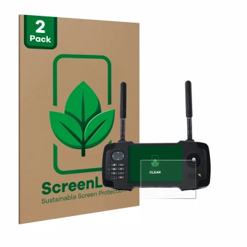 Parte frontal de un envase de producto con el logotipo de la marca ScreenLeaf. Al lado se muestra el dispositivo Toslon XR500 