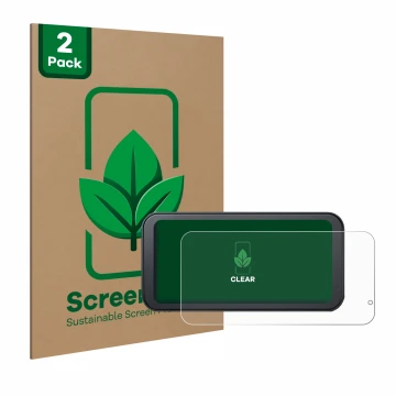 Parte frontal de un envase de producto con el logotipo de la marca ScreenLeaf. Al lado se muestra el dispositivo Lamto Motorra