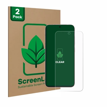 Parte frontal de un envase de producto con el logotipo de la marca ScreenLeaf. Al lado se muestra el dispositivo Vivo X200 Pro