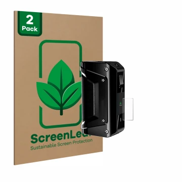 Parte frontal de un envase de producto con el logotipo de la marca ScreenLeaf. Al lado se muestra el dispositivo geekvape Aegi