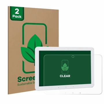 Parte frontal de un envase de producto con el logotipo de la marca ScreenLeaf. Al lado se muestra el dispositivo Amazon Echo H