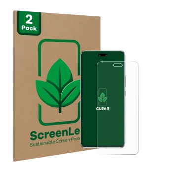 Parte frontal de un envase de producto con el logotipo de la marca ScreenLeaf. Al lado se muestra el dispositivo Huawei Nova 1