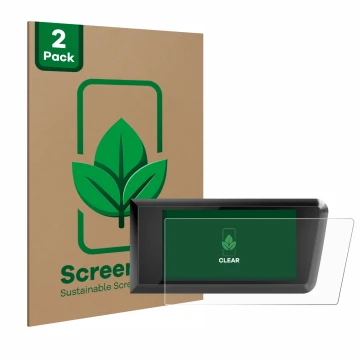 Parte frontal de un envase de producto con el logotipo de la marca ScreenLeaf. Al lado se muestra el dispositivo Bosch Purion 