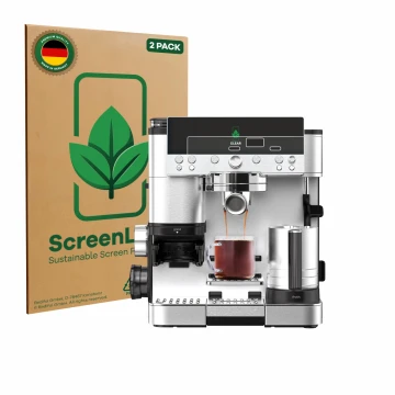 Parte frontal de un envase de producto con el logotipo de la marca ScreenLeaf. Al lado se muestra el dispositivo Ninja Luxe Ca