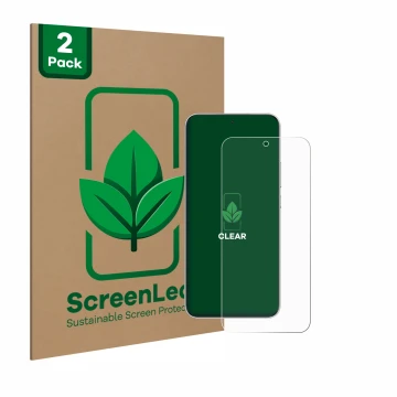 Parte frontal de un envase de producto con el logotipo de la marca ScreenLeaf. Al lado se muestra el dispositivo Honor Magic 7