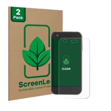 Parte frontal de un envase de producto con el logotipo de la marca ScreenLeaf. Al lado se muestra el dispositivo Soyes XS12 co