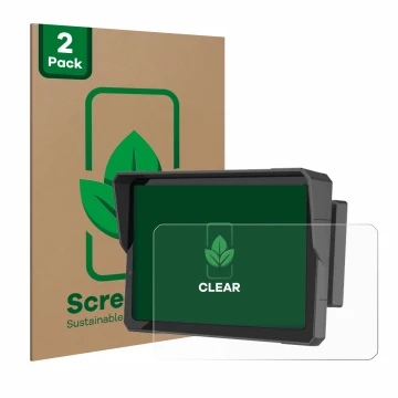 Parte frontal de un envase de producto con el logotipo de la marca ScreenLeaf. Al lado se muestra el dispositivo Carpuride W70