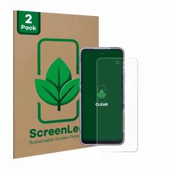 Parte frontal de un envase de producto con el logotipo de la marca ScreenLeaf. Al lado se muestra el dispositivo AGM X6 Phanto