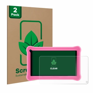 Parte frontal de un envase de producto con el logotipo de la marca ScreenLeaf. Al lado se muestra el dispositivo Sumtab K708 7