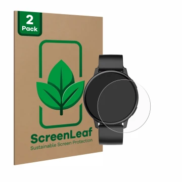 Parte frontal de un envase de producto con el logotipo de la marca ScreenLeaf. Al lado se muestra el dispositivo SPC Smartee D