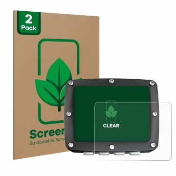 Parte frontal de un envase de producto con el logotipo de la marca ScreenLeaf. Al lado se muestra el dispositivo Ratio iX3M 2 
