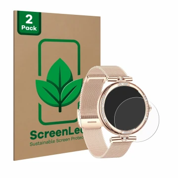 Parte frontal de un envase de producto con el logotipo de la marca ScreenLeaf. Al lado se muestra el dispositivo Bekomiya Smar