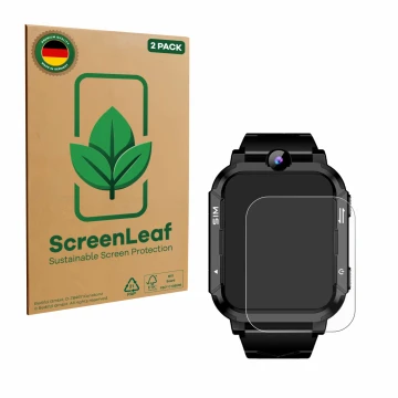 Parte frontal de un envase de producto con el logotipo de la marca ScreenLeaf. Al lado se muestra el dispositivo Blackview Z20
