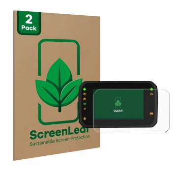 Parte frontal de un envase de producto con el logotipo de la marca ScreenLeaf. Al lado se muestra el dispositivo Honda ADV350 