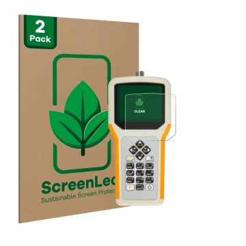 Parte frontal de un envase de producto con el logotipo de la marca ScreenLeaf. Al lado se muestra el dispositivo RigExpert AA-