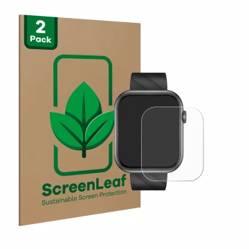 Parte frontal de un envase de producto con el logotipo de la marca ScreenLeaf. Al lado se muestra el dispositivo Bekomiya Smar