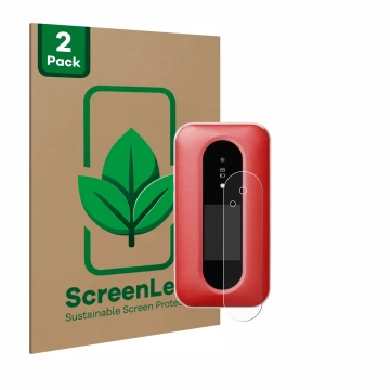Parte frontal de un envase de producto con el logotipo de la marca ScreenLeaf. Al lado se muestra el dispositivo Doro Leva L30
