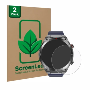 Parte frontal de un envase de producto con el logotipo de la marca ScreenLeaf. Al lado se muestra el dispositivo Kardena Care 