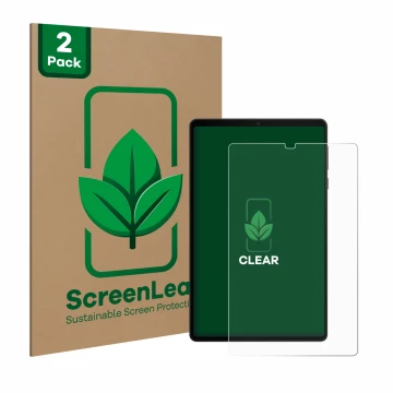 Parte frontal de un envase de producto con el logotipo de la marca ScreenLeaf. Al lado se muestra el dispositivo Lenovo Legion