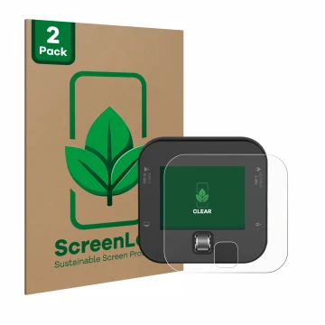 Parte frontal de un envase de producto con el logotipo de la marca ScreenLeaf. Al lado se muestra el dispositivo ISDT Q6 Retro
