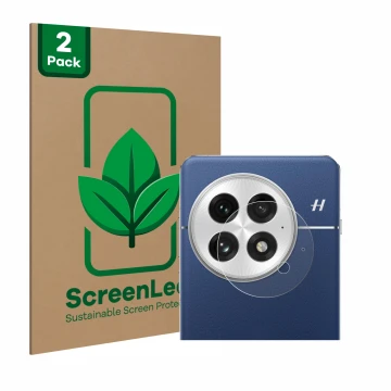 Parte frontal de un envase de producto con el logotipo de la marca ScreenLeaf. Al lado se muestra el dispositivo OnePlus 13 (S