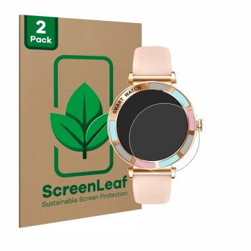 Parte frontal de un envase de producto con el logotipo de la marca ScreenLeaf. Al lado se muestra el dispositivo Braidol Smart