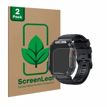 Parte frontal de un envase de producto con el logotipo de la marca ScreenLeaf. Al lado se muestra el dispositivo bedee Smartwa