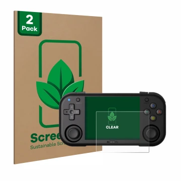 Parte frontal de un envase de producto con el logotipo de la marca ScreenLeaf. Al lado se muestra el dispositivo Magicx Mini Z