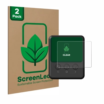 Parte frontal de un envase de producto con el logotipo de la marca ScreenLeaf. Al lado se muestra el dispositivo ISDT 608PD co