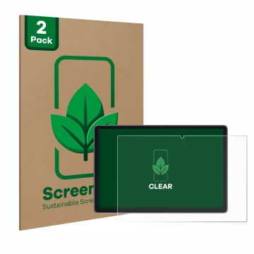 Parte frontal de un envase de producto con el logotipo de la marca ScreenLeaf. Al lado se muestra el dispositivo Suaat S3 10