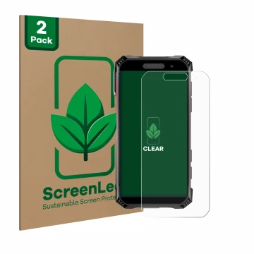 Parte frontal de un envase de producto con el logotipo de la marca ScreenLeaf. Al lado se muestra el dispositivo Soyes S10 Max